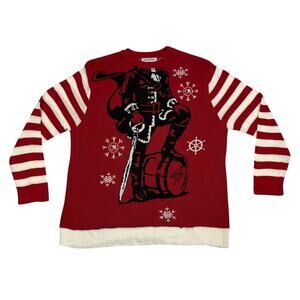 Captain Morgan Ugly Christmas Sweater Pirate Rum Skull Holiday Knit Red Size S